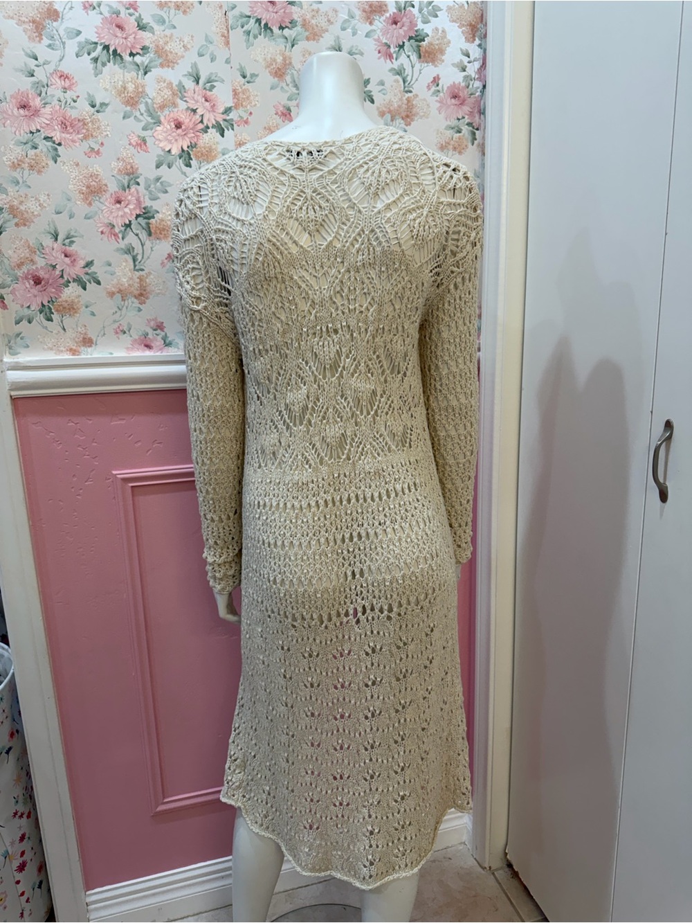 American Eagle Outfitters Longline Open-Knit Cardigan - Cream - Picture 3 of 6